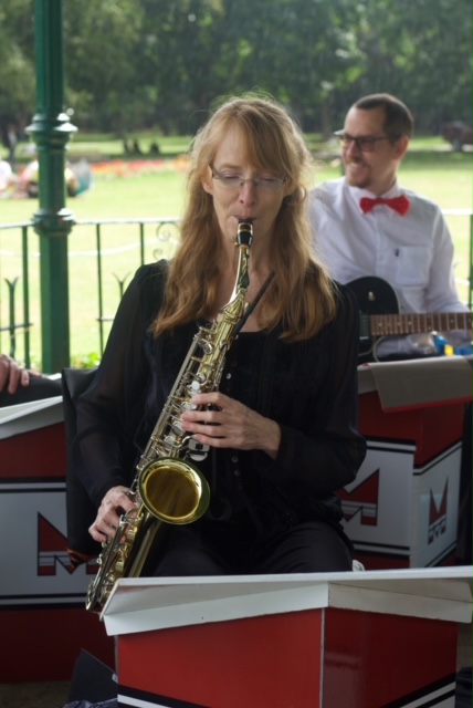 karen on alto sax